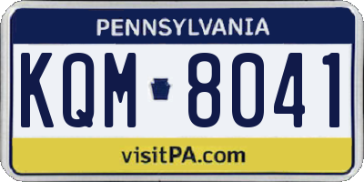 PA license plate KQM8041