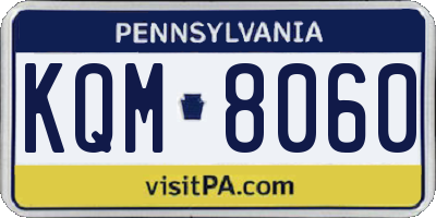 PA license plate KQM8060