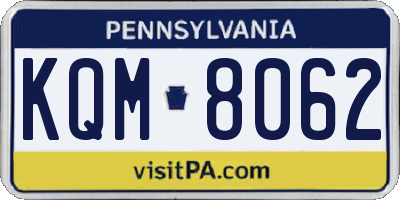 PA license plate KQM8062