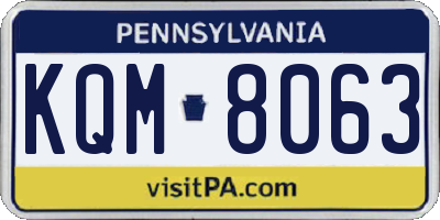 PA license plate KQM8063