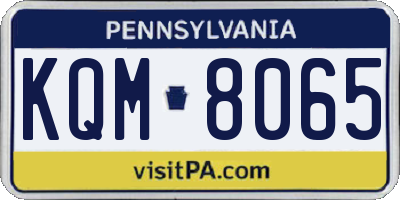 PA license plate KQM8065