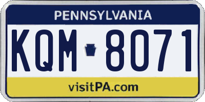 PA license plate KQM8071