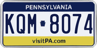 PA license plate KQM8074