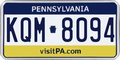 PA license plate KQM8094