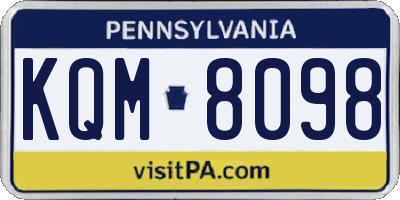PA license plate KQM8098