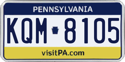PA license plate KQM8105