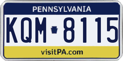 PA license plate KQM8115
