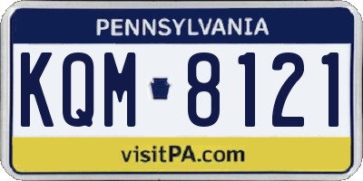 PA license plate KQM8121