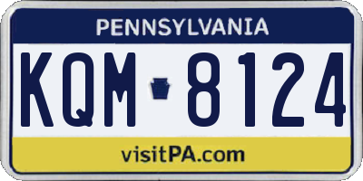PA license plate KQM8124