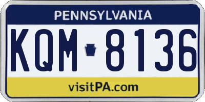 PA license plate KQM8136