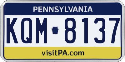 PA license plate KQM8137