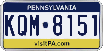 PA license plate KQM8151