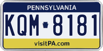 PA license plate KQM8181