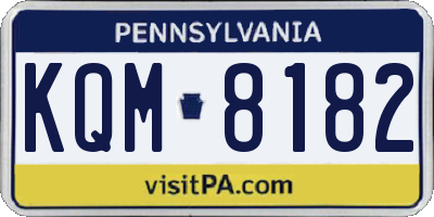 PA license plate KQM8182