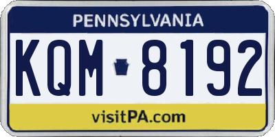 PA license plate KQM8192