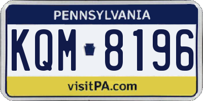 PA license plate KQM8196