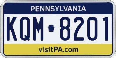 PA license plate KQM8201
