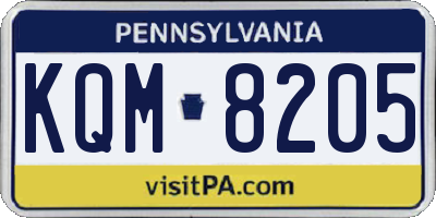 PA license plate KQM8205