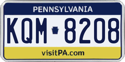 PA license plate KQM8208