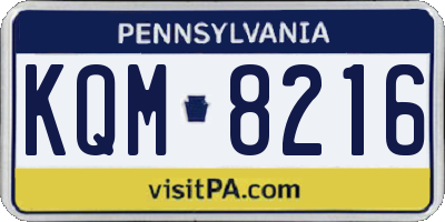 PA license plate KQM8216
