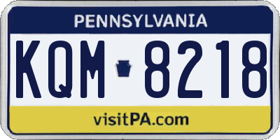 PA license plate KQM8218