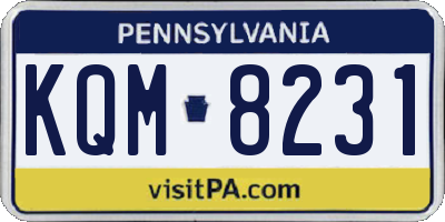 PA license plate KQM8231