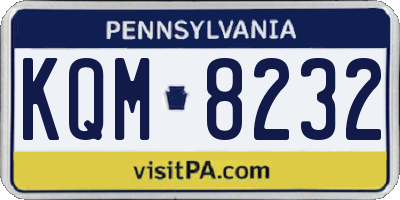 PA license plate KQM8232