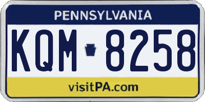 PA license plate KQM8258