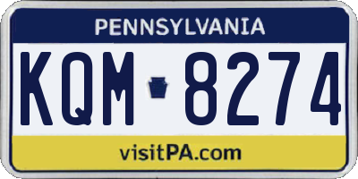 PA license plate KQM8274