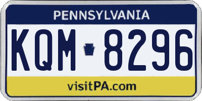 PA license plate KQM8296
