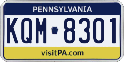 PA license plate KQM8301