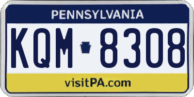 PA license plate KQM8308