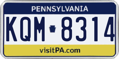 PA license plate KQM8314