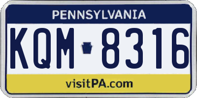 PA license plate KQM8316
