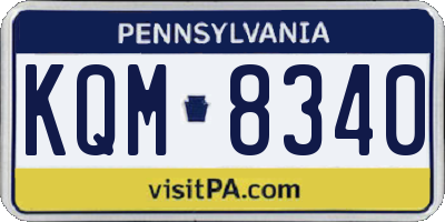 PA license plate KQM8340