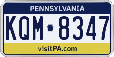 PA license plate KQM8347