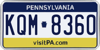 PA license plate KQM8360