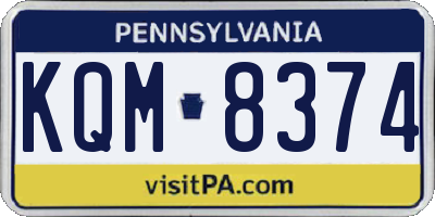 PA license plate KQM8374