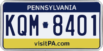PA license plate KQM8401