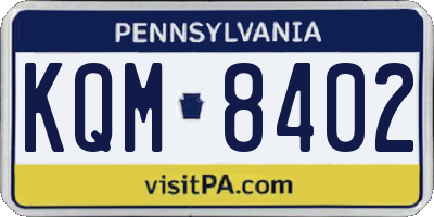 PA license plate KQM8402
