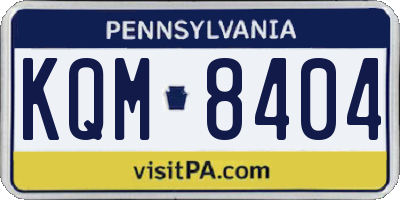 PA license plate KQM8404