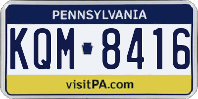 PA license plate KQM8416