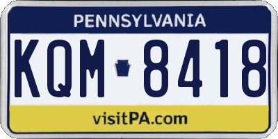 PA license plate KQM8418