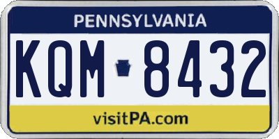 PA license plate KQM8432