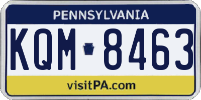 PA license plate KQM8463