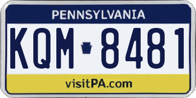 PA license plate KQM8481
