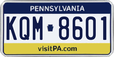 PA license plate KQM8601