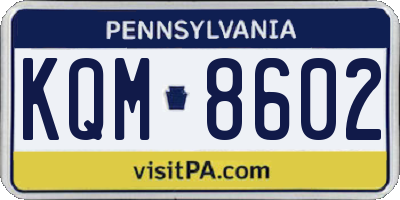 PA license plate KQM8602