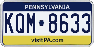PA license plate KQM8633