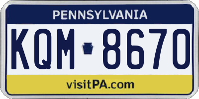 PA license plate KQM8670